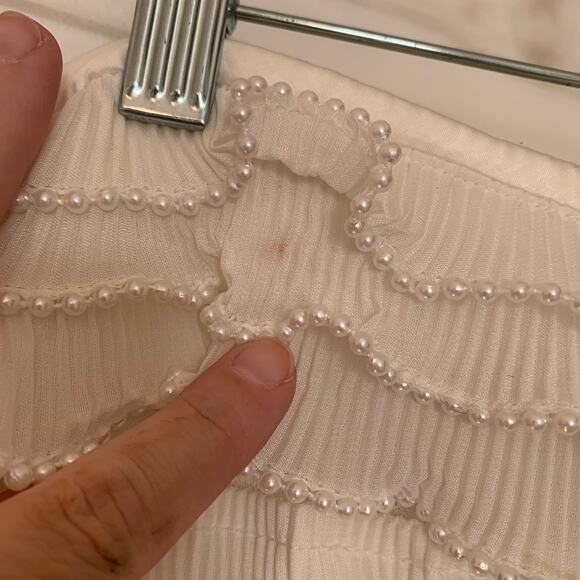 NWT Gianni Binni X Venita Aspen Odette Plisse Pearl Trim Strapless Sheath Dress - Picture 15 of 16